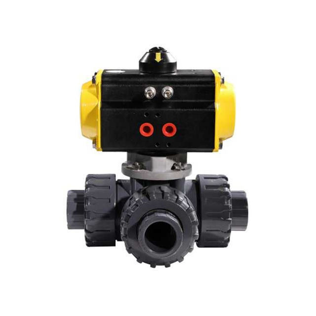 HK57-T Pneumatischer 3-Wege-PVC-Kugelhahn